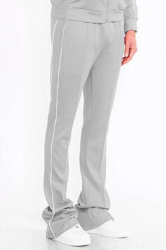 Mens Royal Blue Side Pipe Stacked Flare Pants