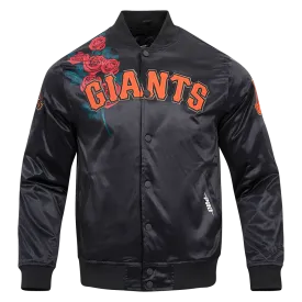 MLB SAN FRANCISCO GIANTS ROSES SATIN JACKET (BLACK)