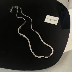 Modern Silver Geometric Chain Necklace – Sleek and Minimalist Design-jltn0542