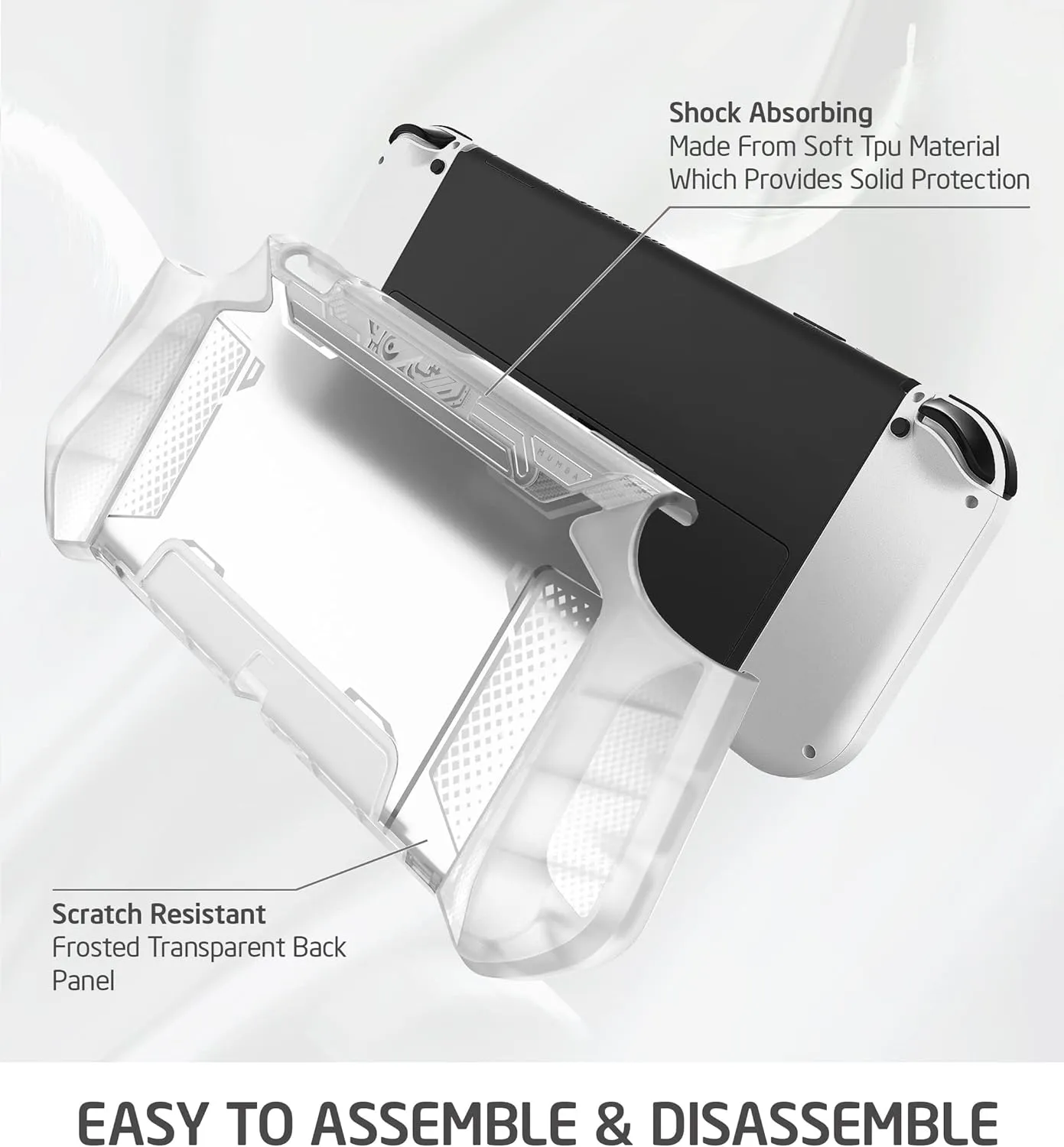 Mumba Case for Nintendo Switch OLED 2021 [Blade Series] TPU Grip Cover Protection Accessories Compatible with Nintendo Switch OLED and Joy-Con Controller (Clear)