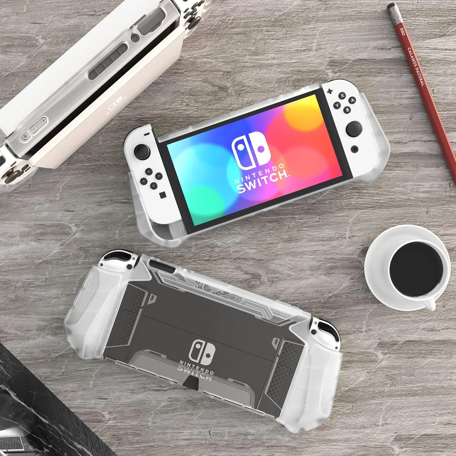 Mumba Case for Nintendo Switch OLED 2021 [Blade Series] TPU Grip Cover Protection Accessories Compatible with Nintendo Switch OLED and Joy-Con Controller (Clear)