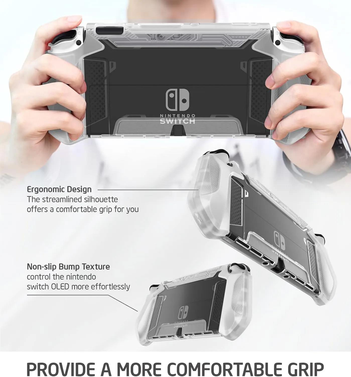 Mumba Case for Nintendo Switch OLED 2021 [Blade Series] TPU Grip Cover Protection Accessories Compatible with Nintendo Switch OLED and Joy-Con Controller (Clear)