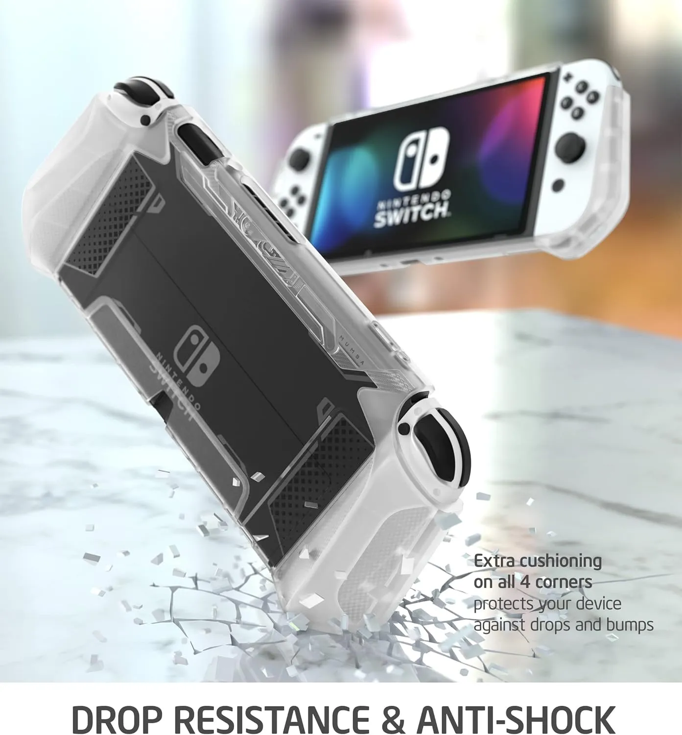 Mumba Case for Nintendo Switch OLED 2021 [Blade Series] TPU Grip Cover Protection Accessories Compatible with Nintendo Switch OLED and Joy-Con Controller (Clear)