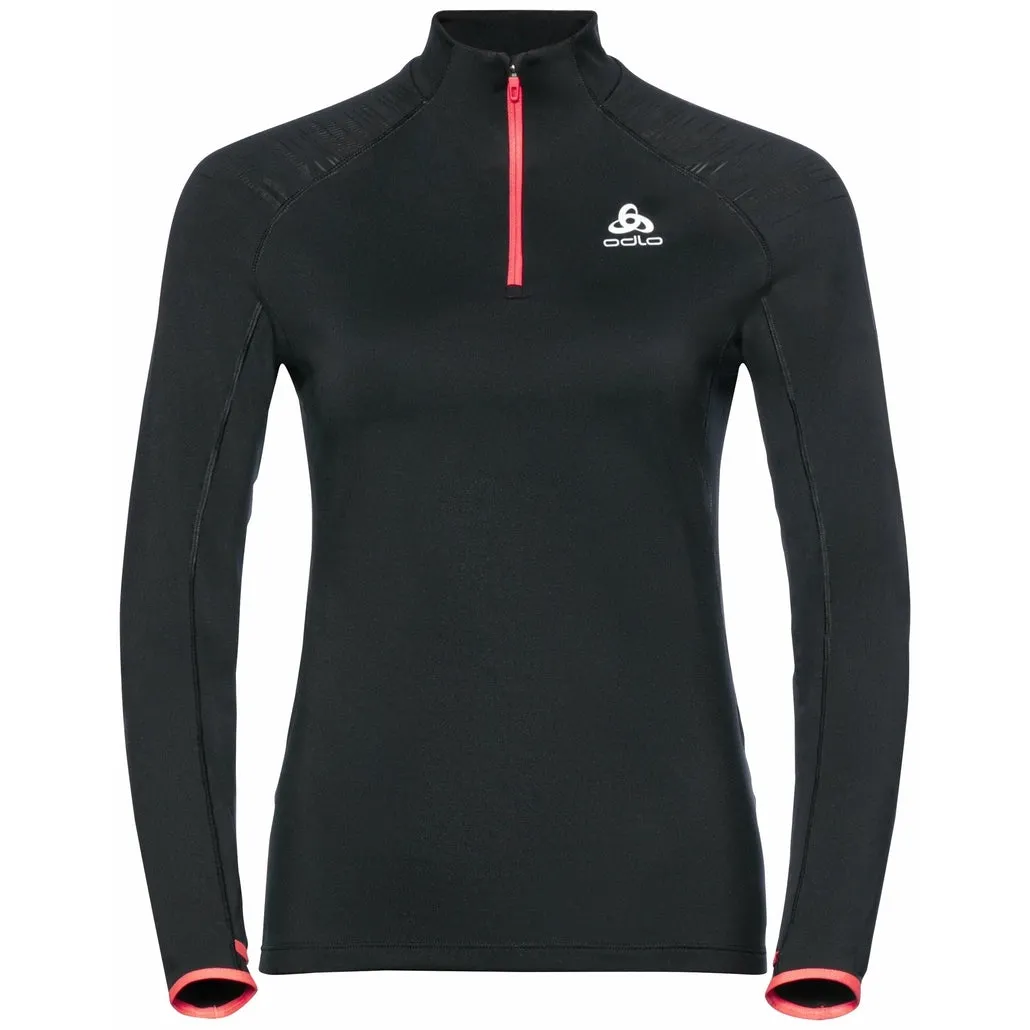 ODLO 瑞士 The AXALP 中層半拉鍊上衣 女 黑紅色 313551