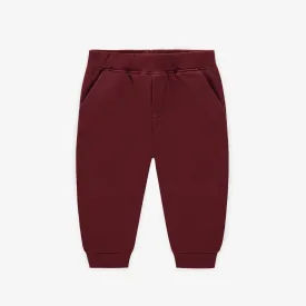 Pantalon de coupe large bourgogne en coton ouaté, bébé || Burgundy pants wide cut in cotton, baby