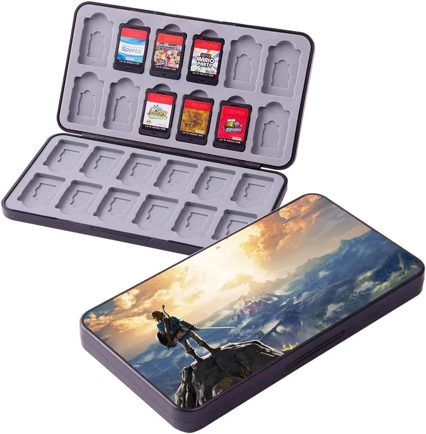 PERFECTSIGHT Switch Game Card Case for Nintendo Switch Lite/ Switch OLED, Cute Kawaii Portable Thin Compact Hard Shell Case, NS Protective Shockproof Holder Storage Box with 24 Cartridge Slots, Zel