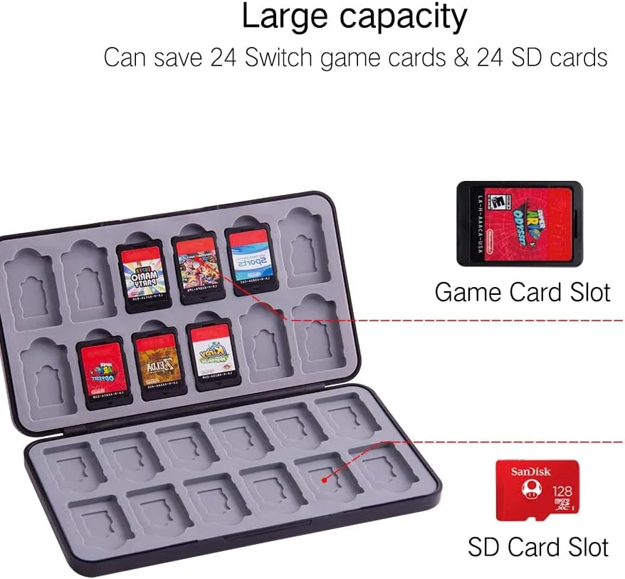 PERFECTSIGHT Switch Game Card Case for Nintendo Switch Lite/ Switch OLED, Cute Kawaii Portable Thin Compact Hard Shell Case, NS Protective Shockproof Holder Storage Box with 24 Cartridge Slots, Zel