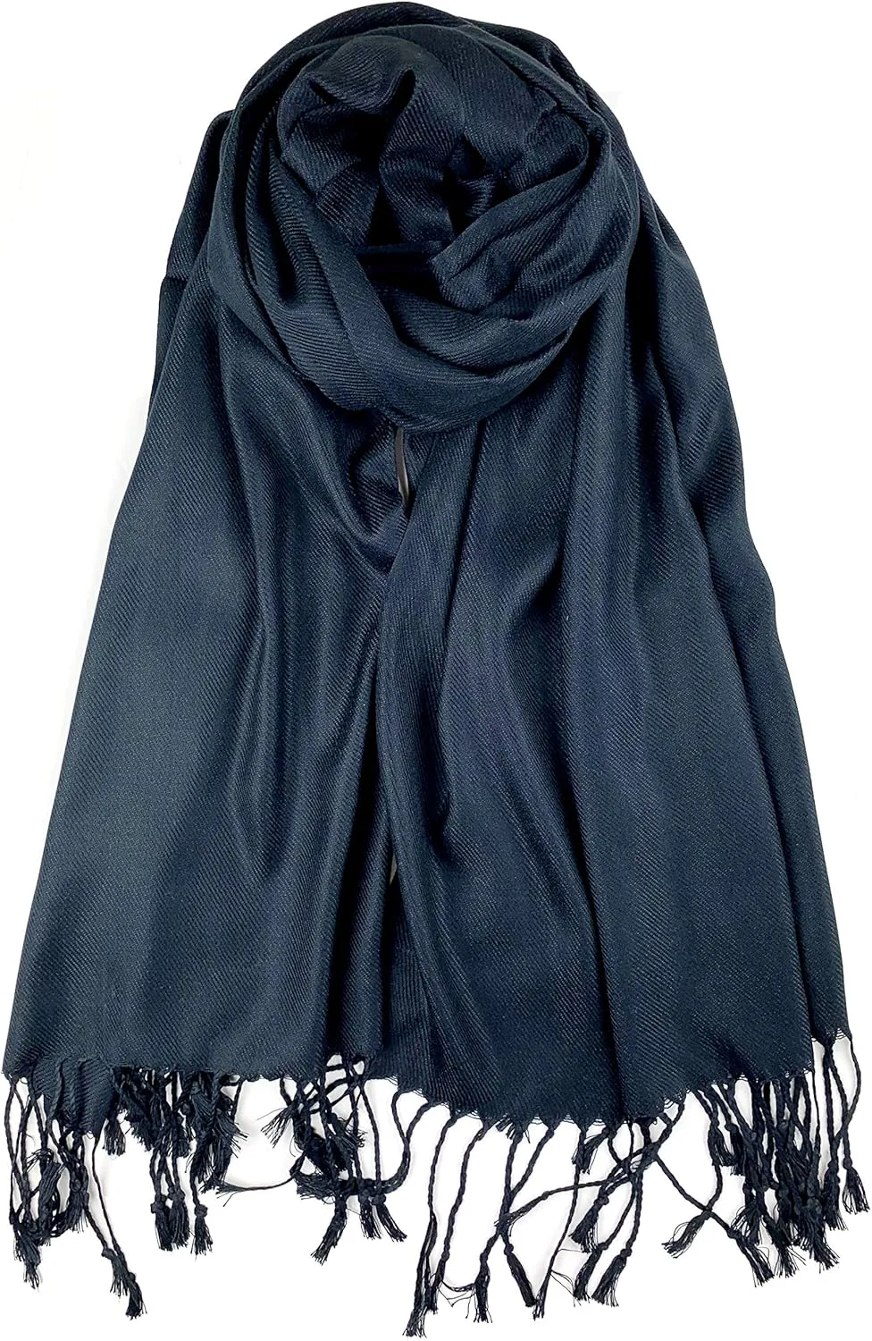 Plum Feathers Premium Solid Color and Metallic Fashion Scarf, Womens Pashmina Shawl Wrap with Fringes