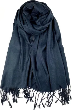Plum Feathers Premium Solid Color and Metallic Fashion Scarf, Womens Pashmina Shawl Wrap with Fringes