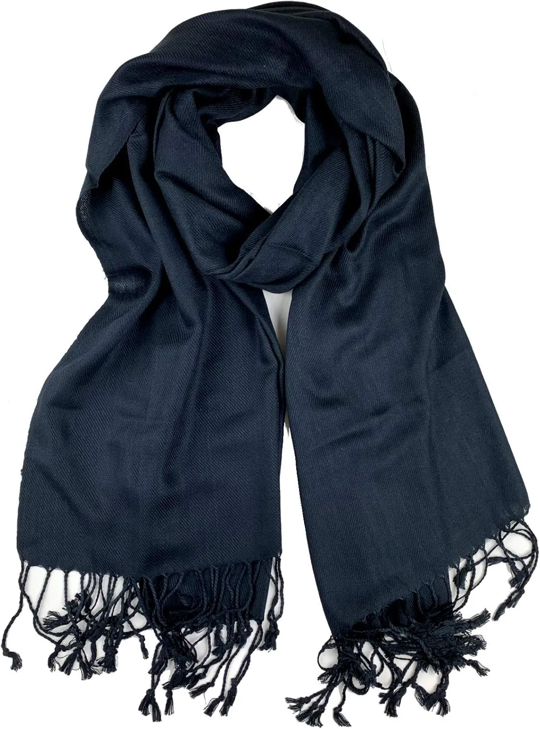 Plum Feathers Premium Solid Color and Metallic Fashion Scarf, Womens Pashmina Shawl Wrap with Fringes
