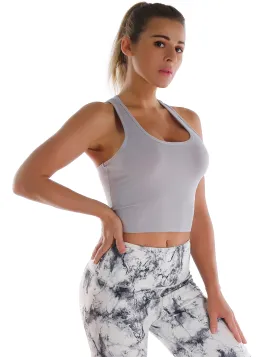 Racerback Athletic Crop Tank Tops heathergray_Golf