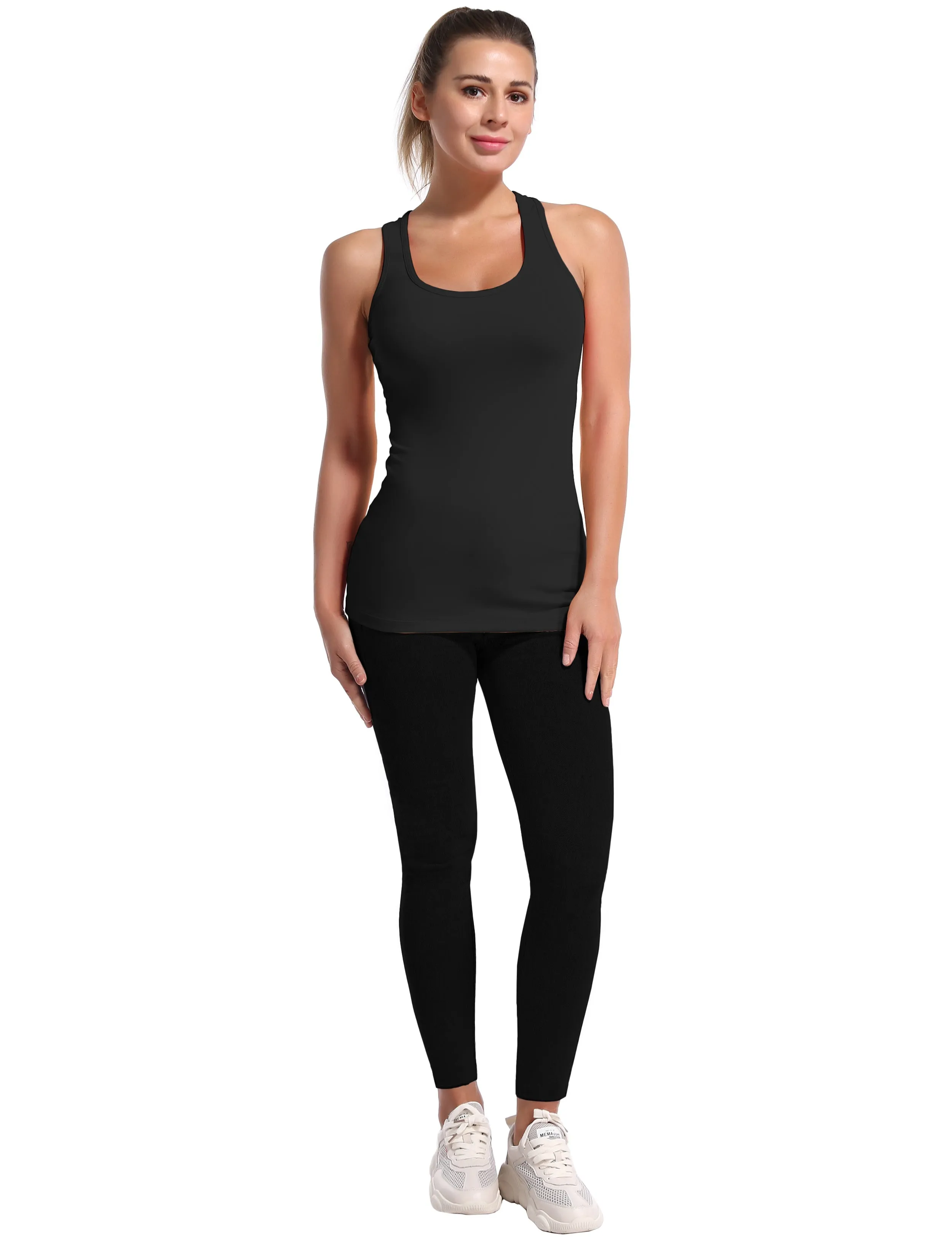 Racerback Athletic Tank Tops black_Gym