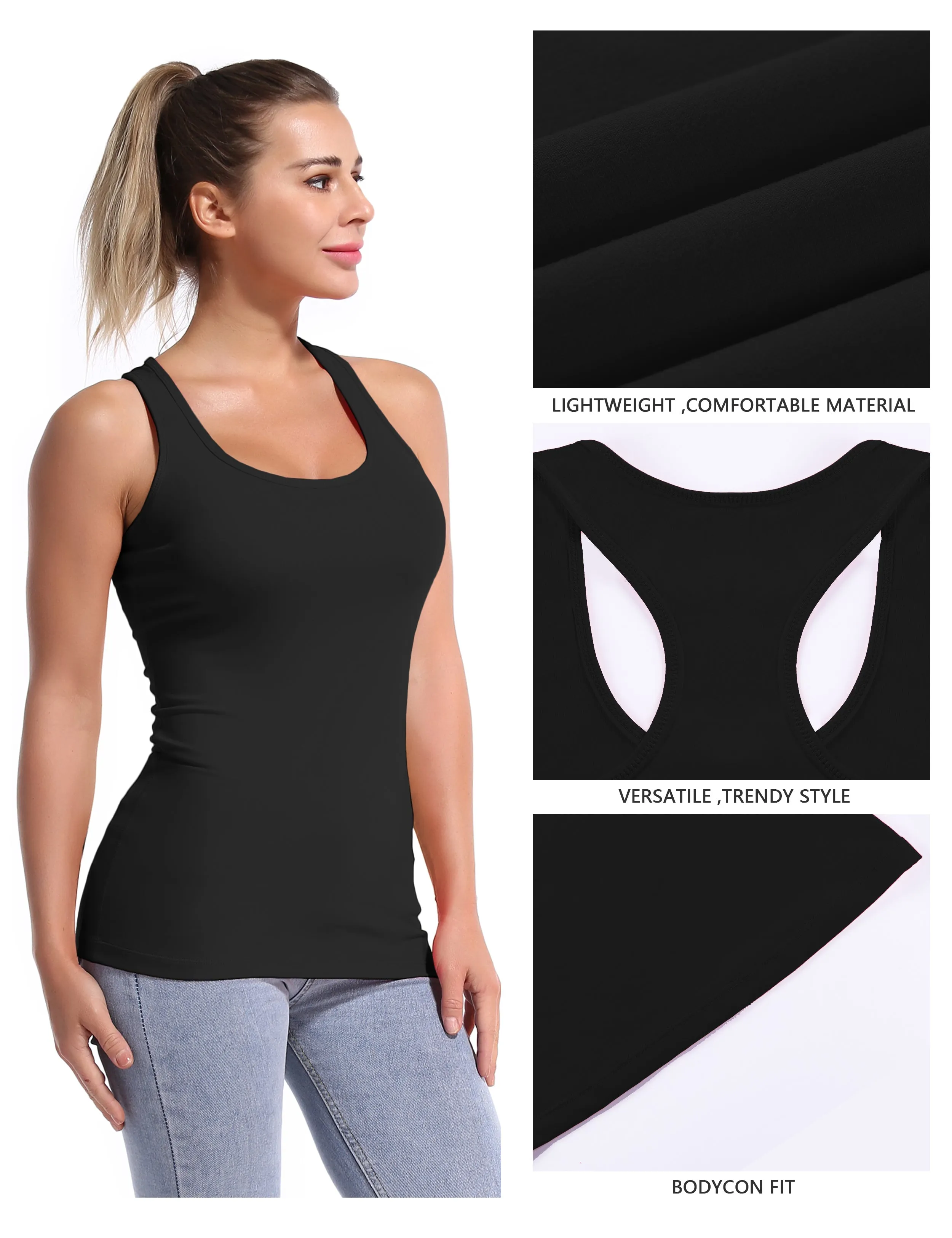 Racerback Athletic Tank Tops black_Gym