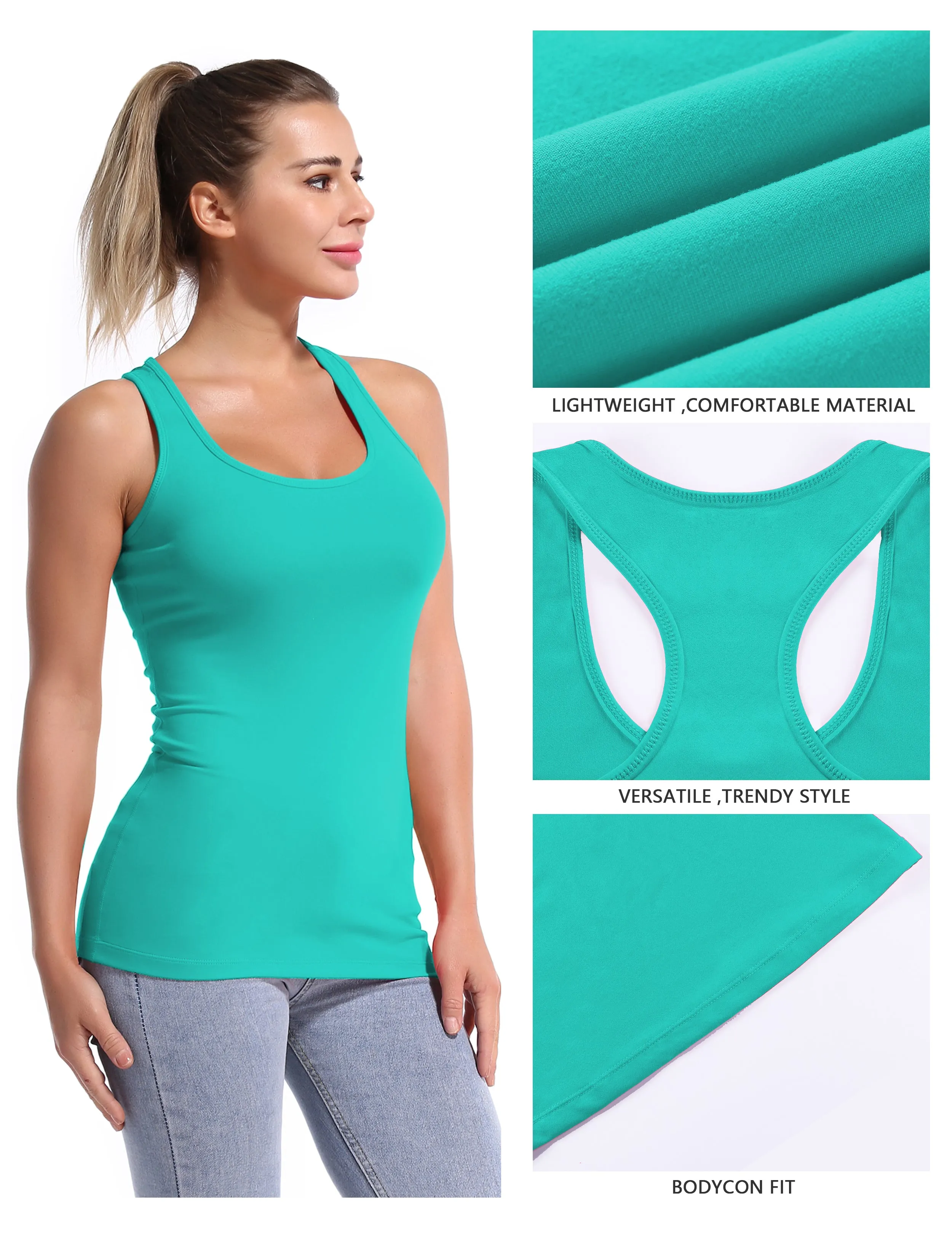 Racerback Athletic Tank Tops cyan_yoga
