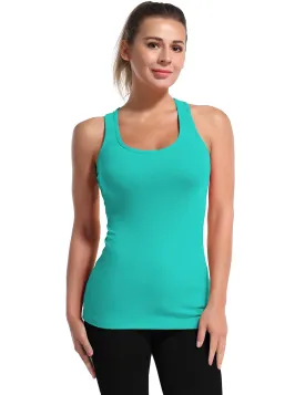 Racerback Athletic Tank Tops cyan_yoga