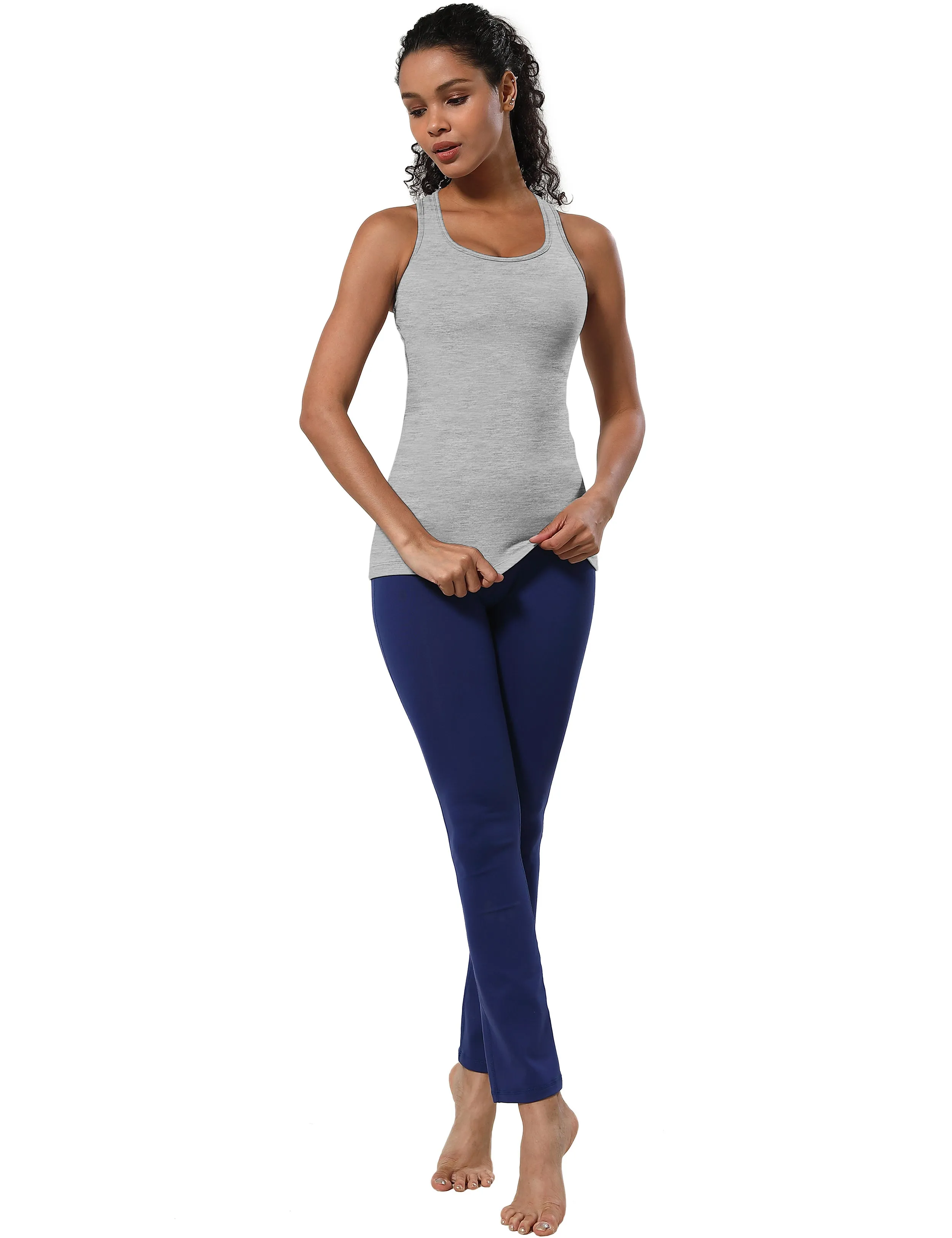 Racerback Athletic Tank Tops heathergray_Plus Size