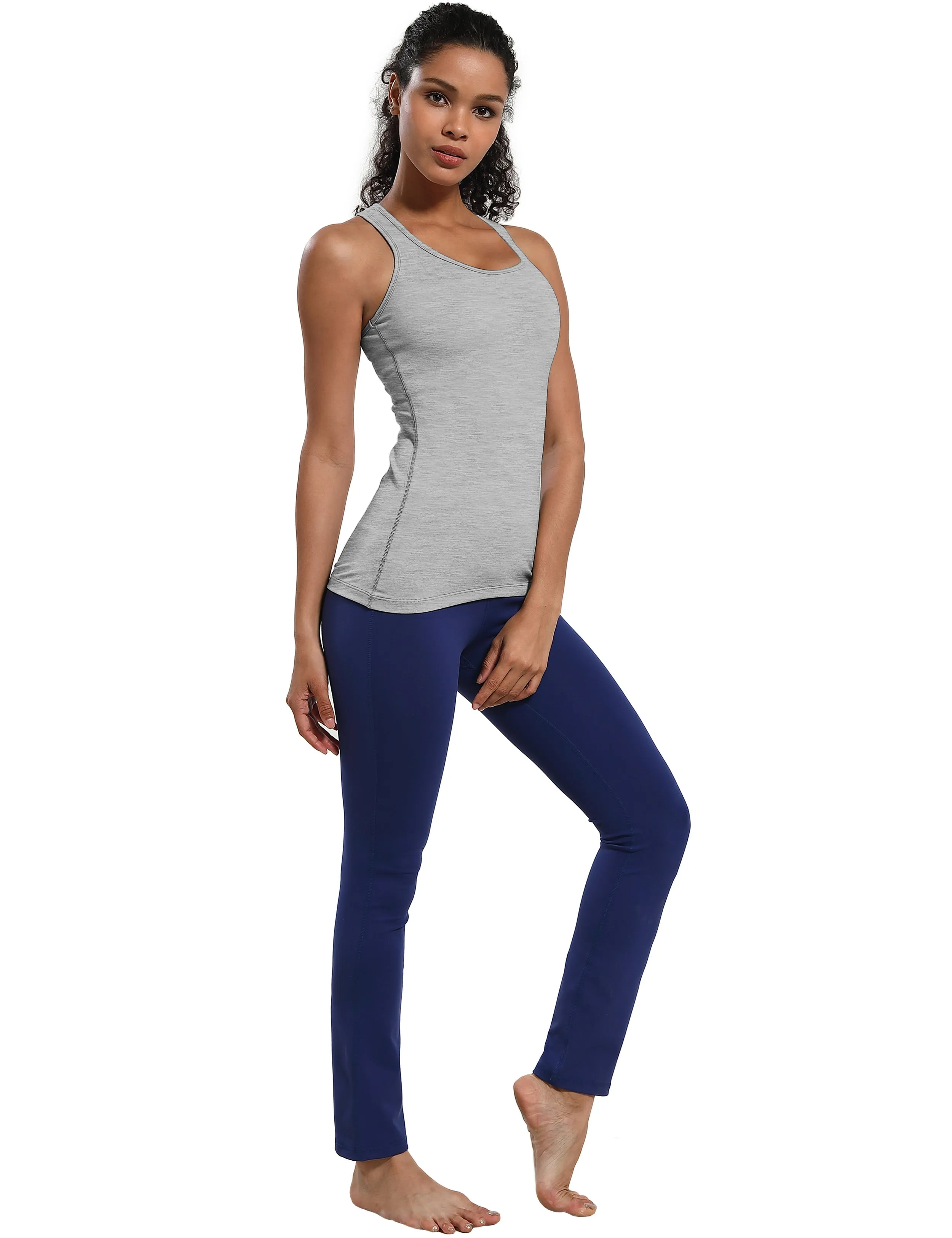 Racerback Athletic Tank Tops heathergray_Plus Size