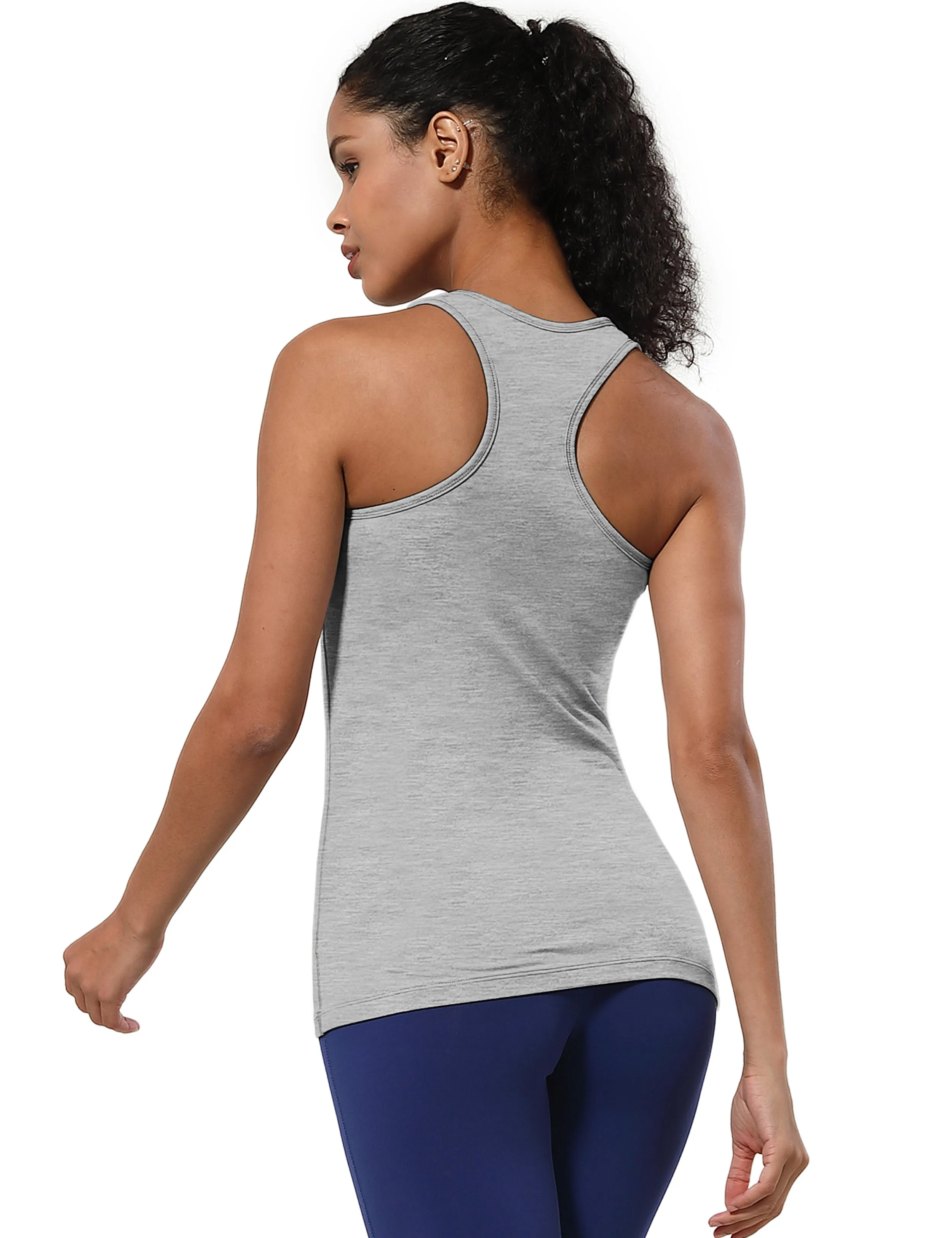 Racerback Athletic Tank Tops heathergray_Plus Size