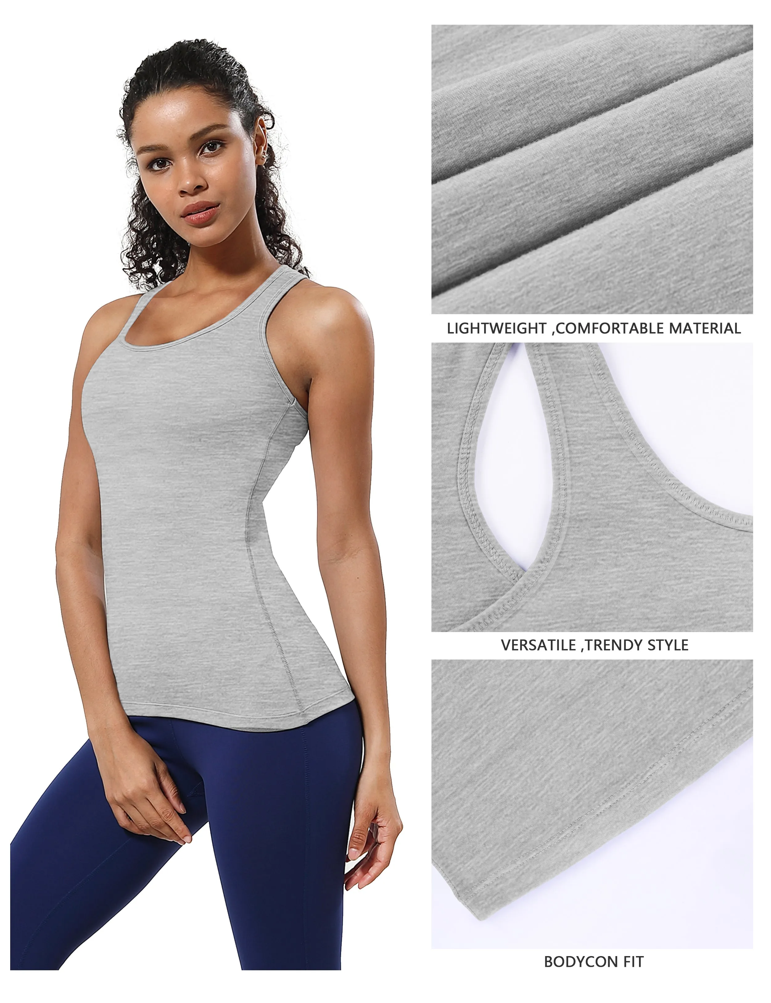 Racerback Athletic Tank Tops heathergray_Plus Size