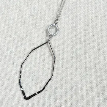 Rhodium Rhinestone Geometric Pendant Necklace