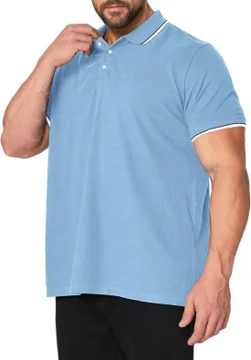 RQP Mens Big and Tall Polo Shirt Stretch Golf Shirts Classic Fit Soild Tops Pique Mesh Short Sleeve