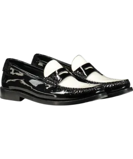 SAINT LAURENT Black/ White Le Loafer Patent Leather Loafers UK 2 EU 35 👠