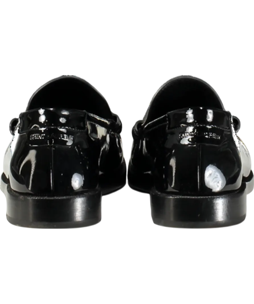 SAINT LAURENT Black/ White Le Loafer Patent Leather Loafers UK 2 EU 35 👠