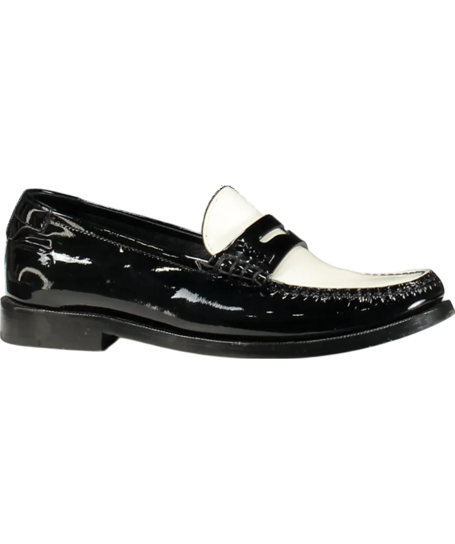 SAINT LAURENT Black/ White Le Loafer Patent Leather Loafers UK 2 EU 35 👠