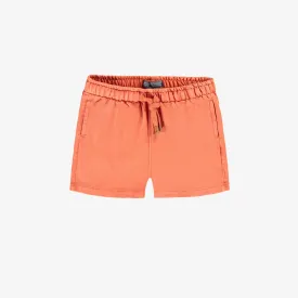 Short coupe décontractée orange en coton français, bébé  || Orange relaxed-fit shorts in french cotton, baby