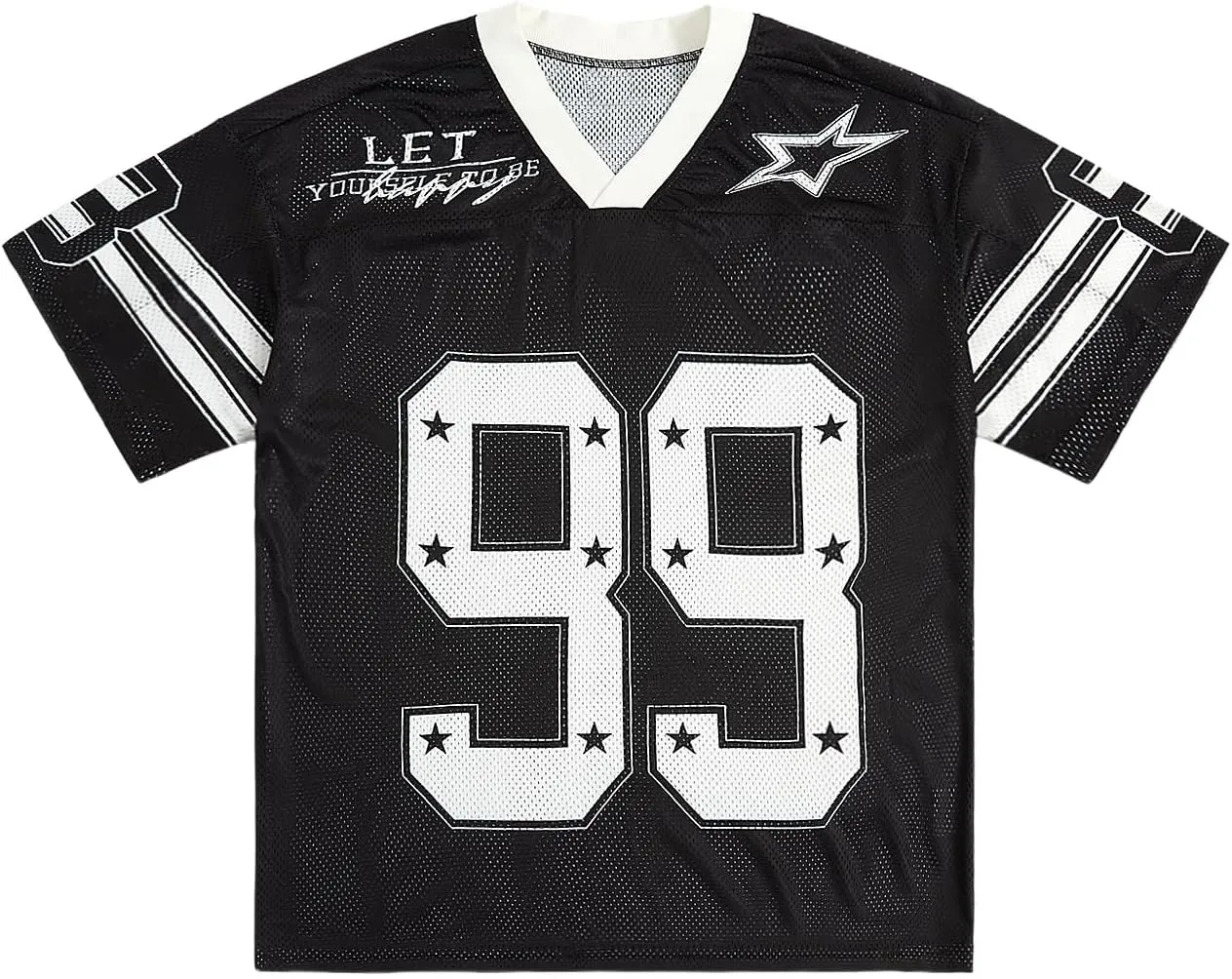 SOLY HUX Mens Jersey Y2k Baggy Shirts Graphic Tees Oversized V Neck Tshirts Summer Tops