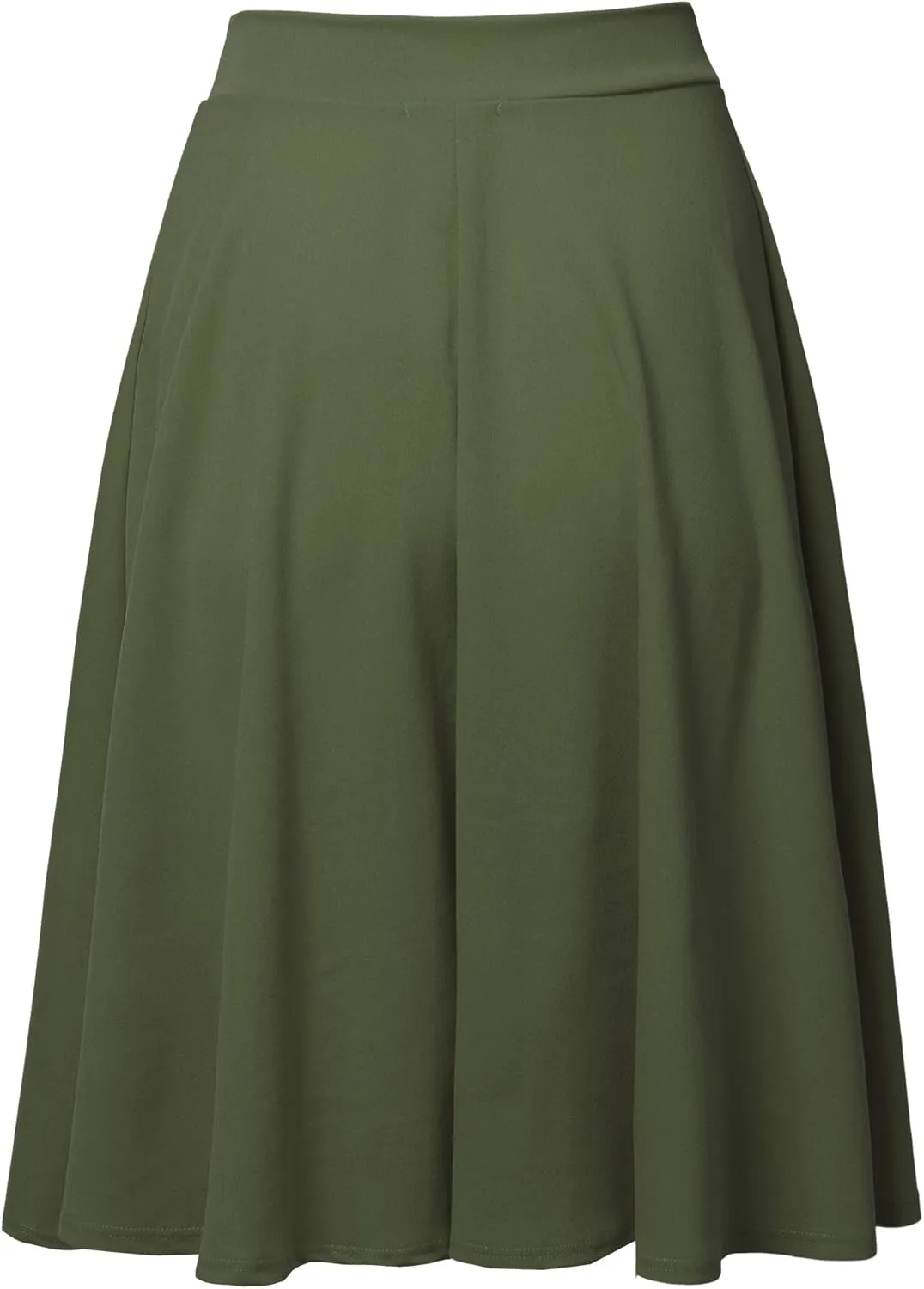SSOULM Women's High Waist Flare A-Line Midi Skirt with Plus Size