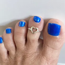 Sterling Silver Adjustable Heart Toe Ring, Silver Love Rings