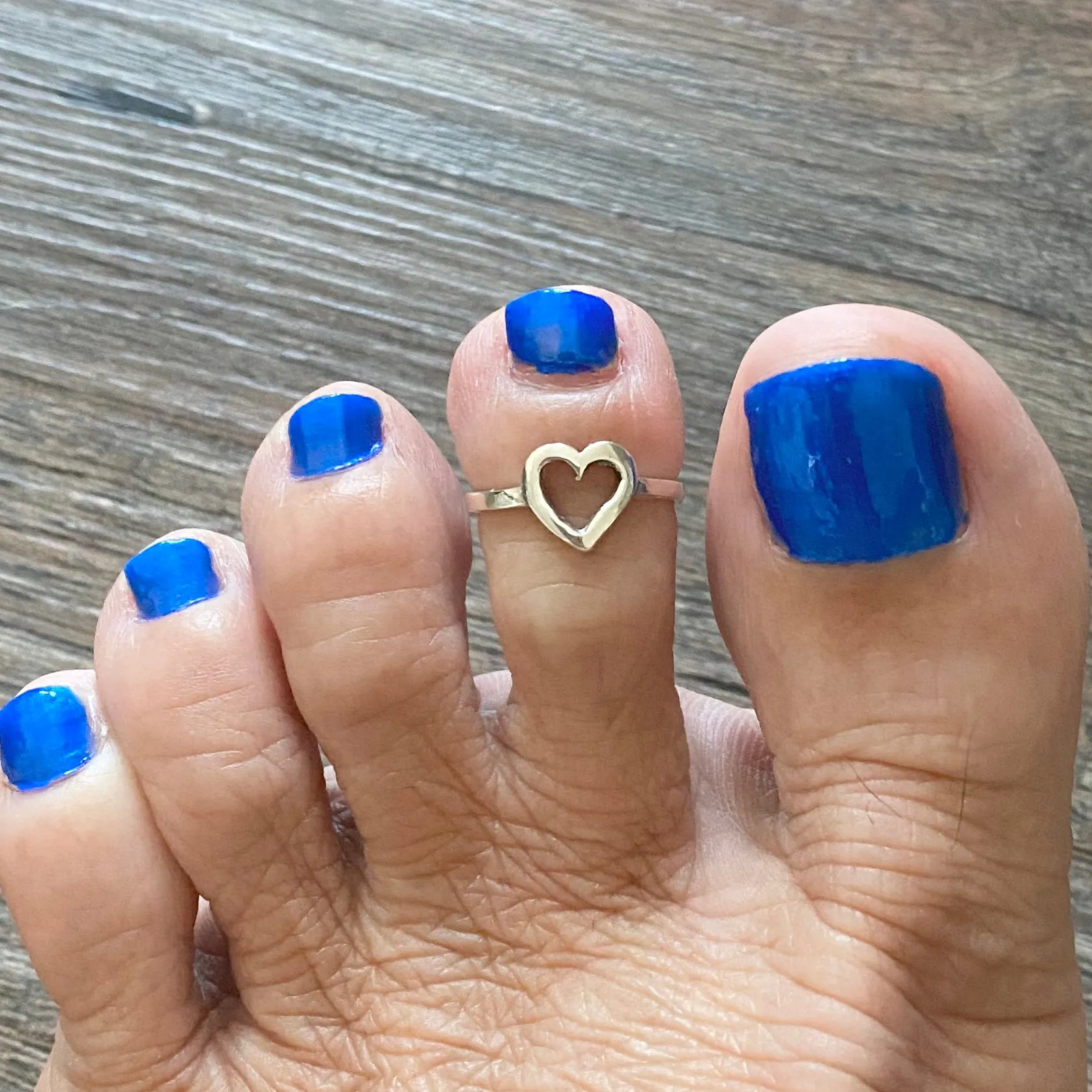 Sterling Silver Adjustable Heart Toe Ring, Silver Love Rings