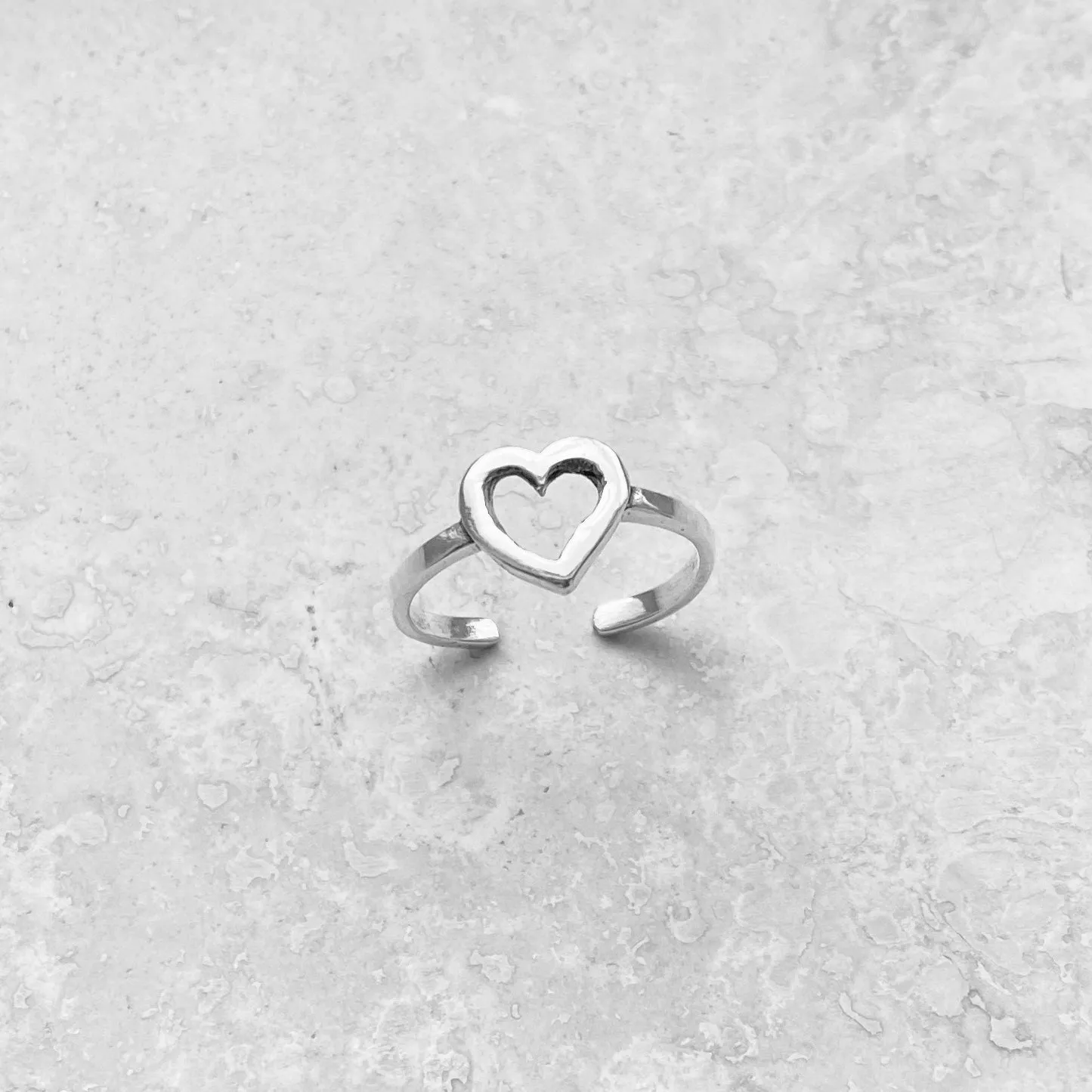 Sterling Silver Adjustable Heart Toe Ring, Silver Love Rings