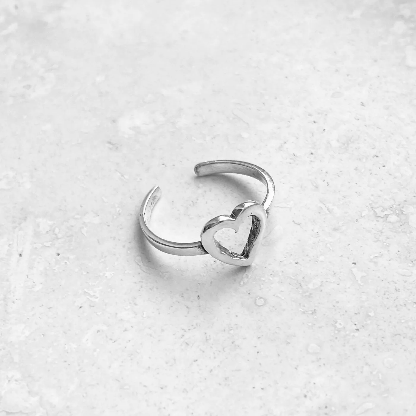 Sterling Silver Adjustable Heart Toe Ring, Silver Love Rings