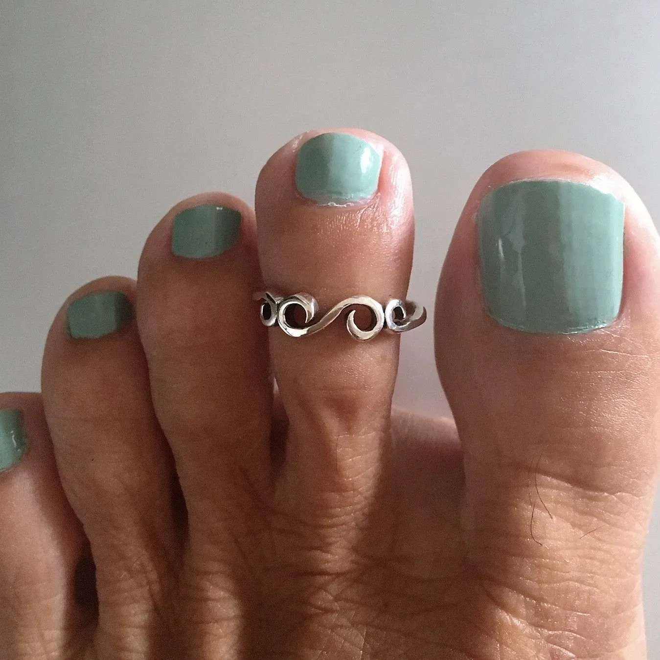 Sterling Silver Adjustable Swirl Toe Ring, Boho Ring, Silver Ring
