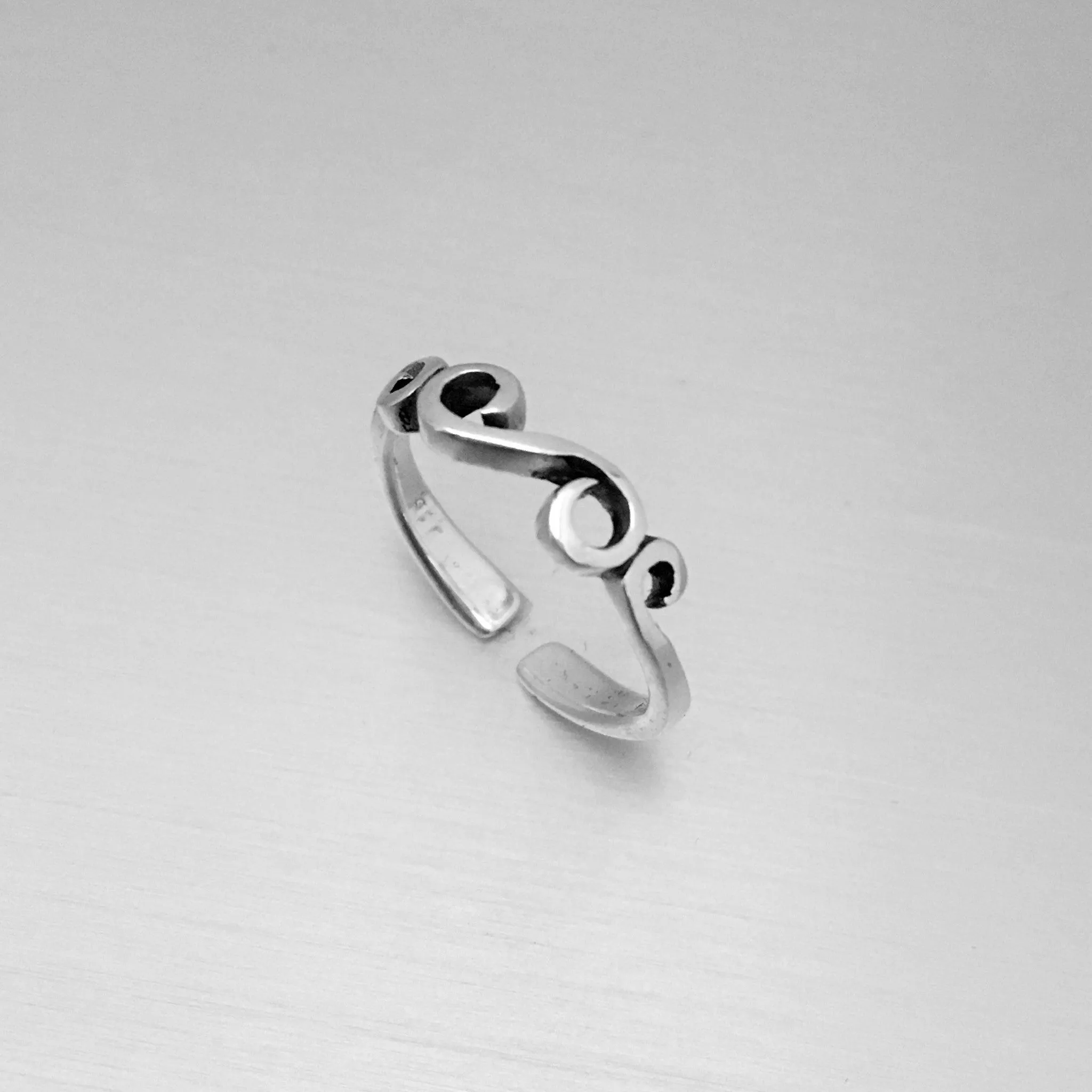 Sterling Silver Adjustable Swirl Toe Ring, Boho Ring, Silver Ring
