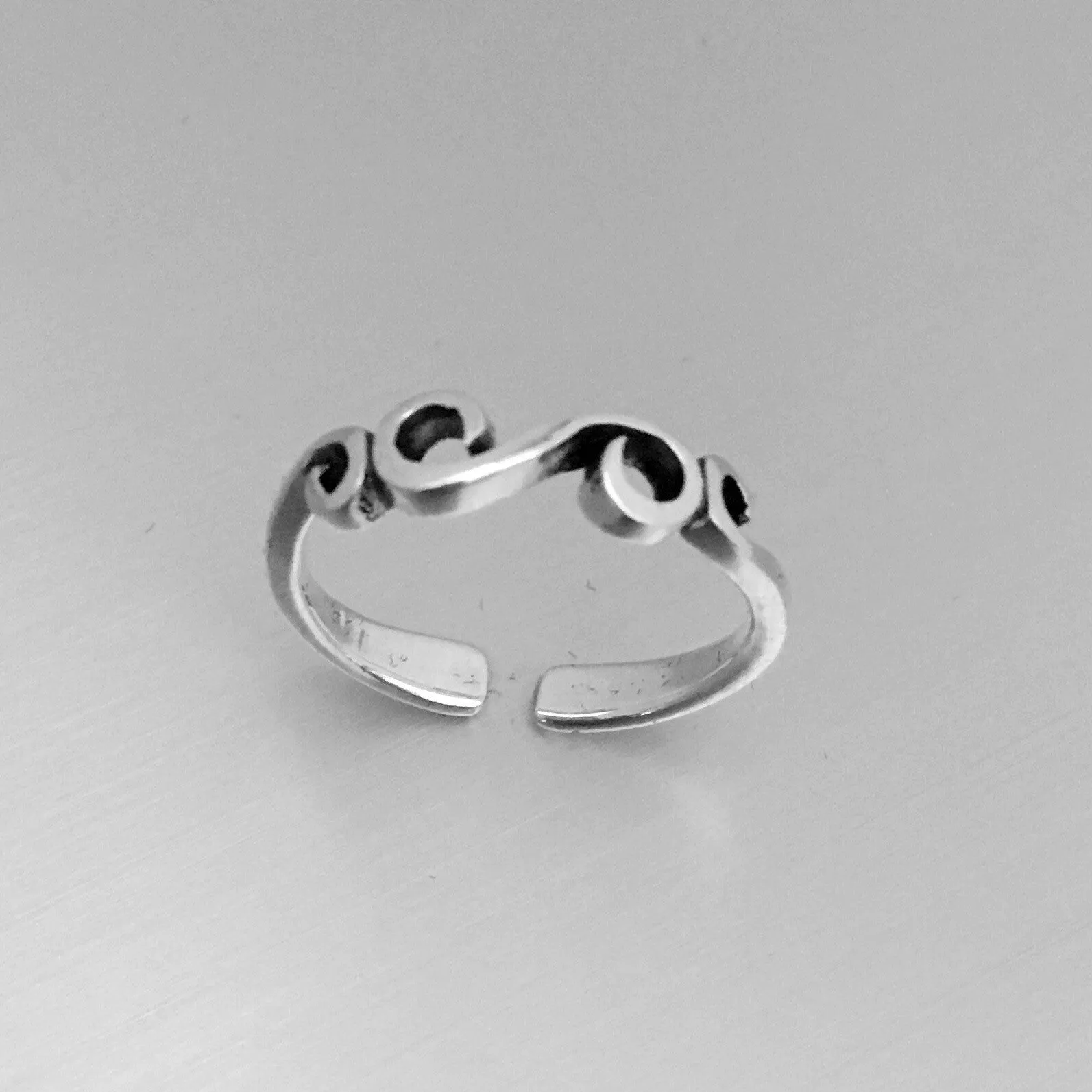 Sterling Silver Adjustable Swirl Toe Ring, Boho Ring, Silver Ring