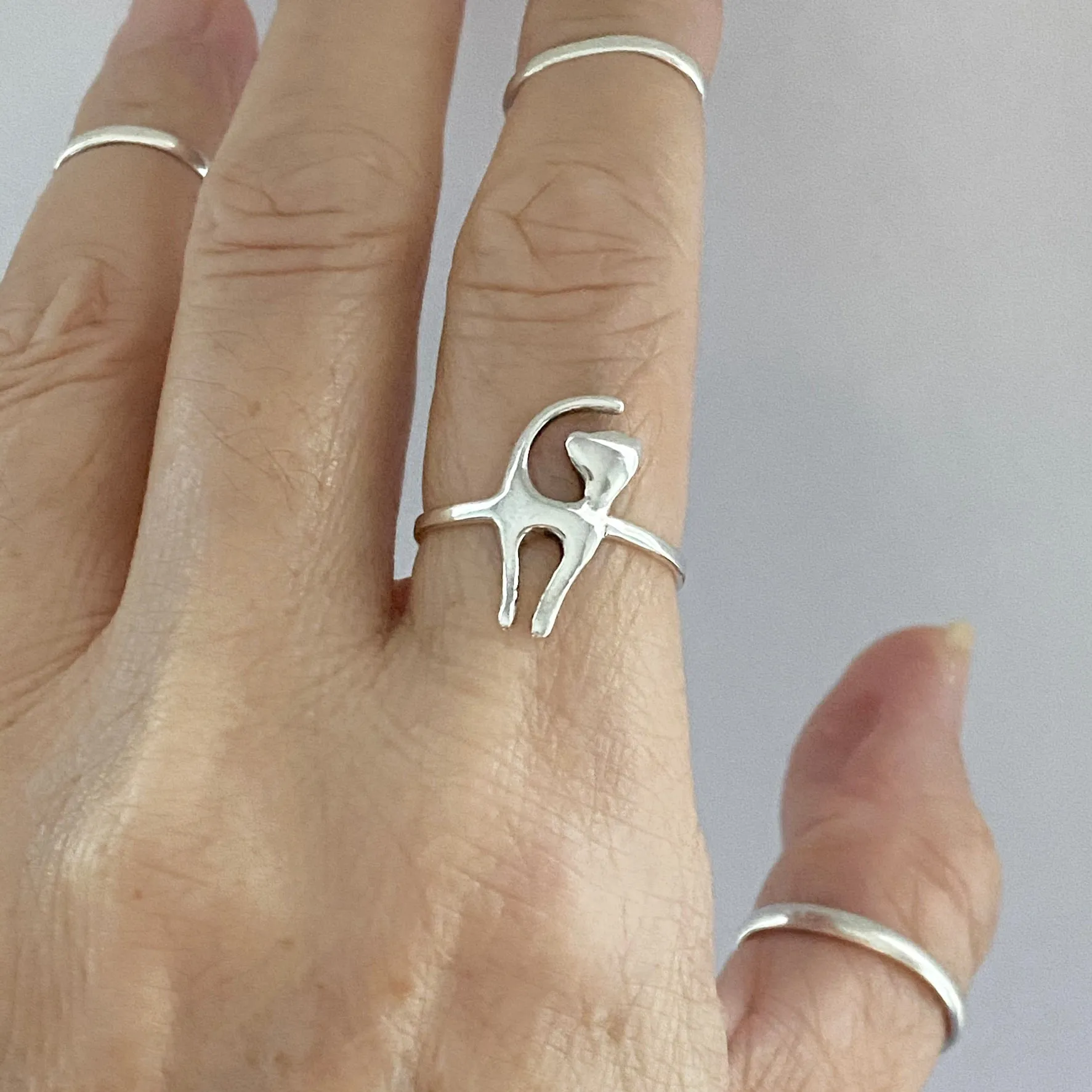 Sterling Silver Cat Ring, Kitty Ring, Animal Ring, Pet Ring, Silver Ring