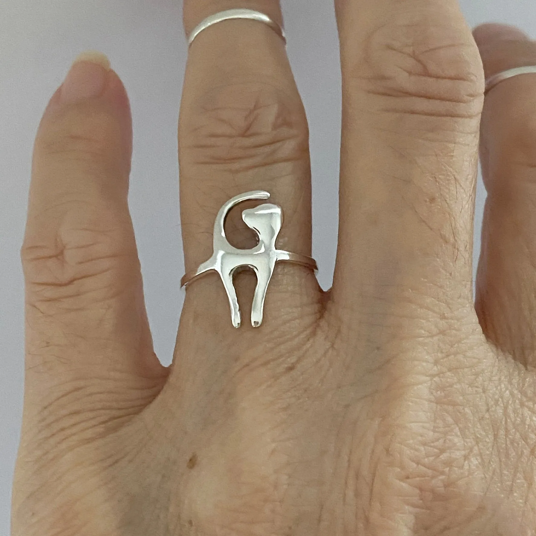 Sterling Silver Cat Ring, Kitty Ring, Animal Ring, Pet Ring, Silver Ring