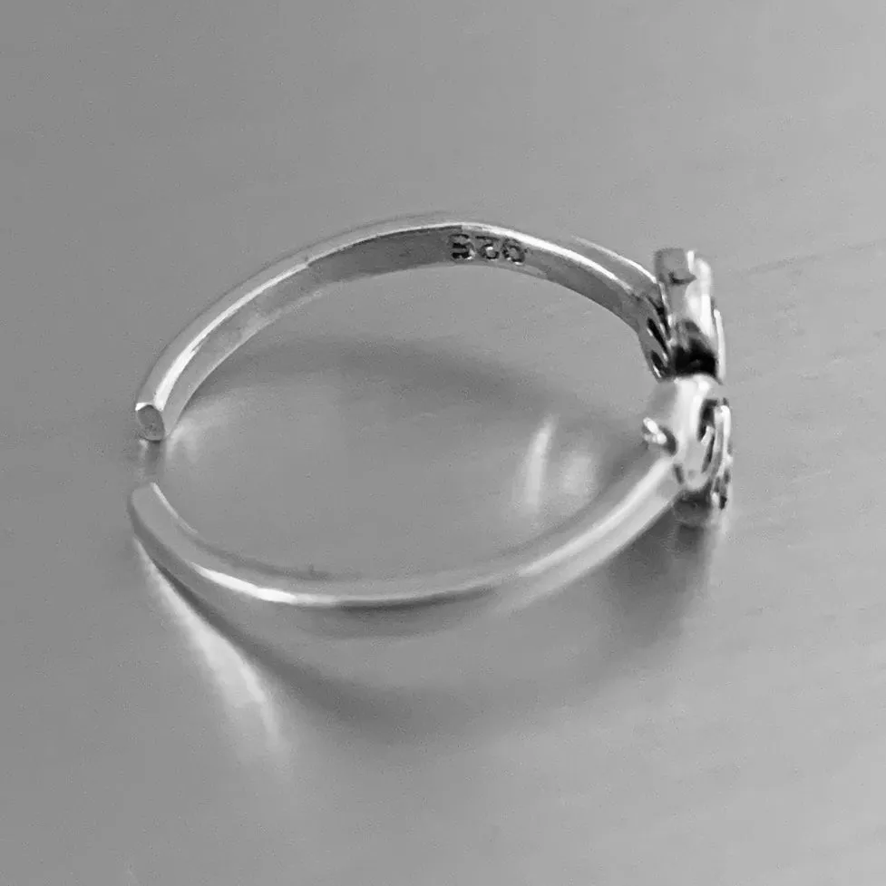 Sterling Silver Celtic Hearts Toe Ring, Silver Ring, Heart Ring