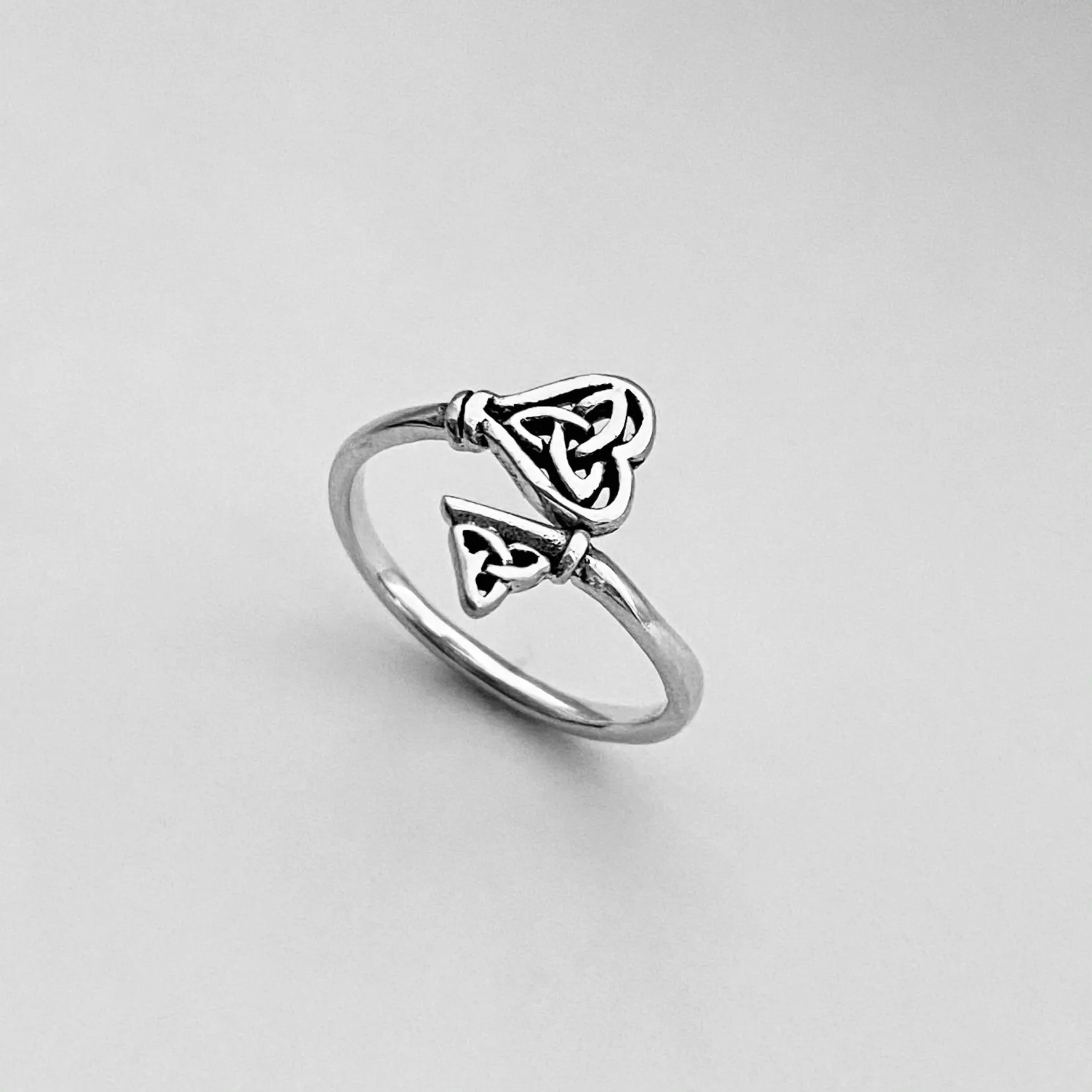 Sterling Silver Double Triquetra Key Ring, Silver Ring, Boho Ring, Celtic Knot Ring