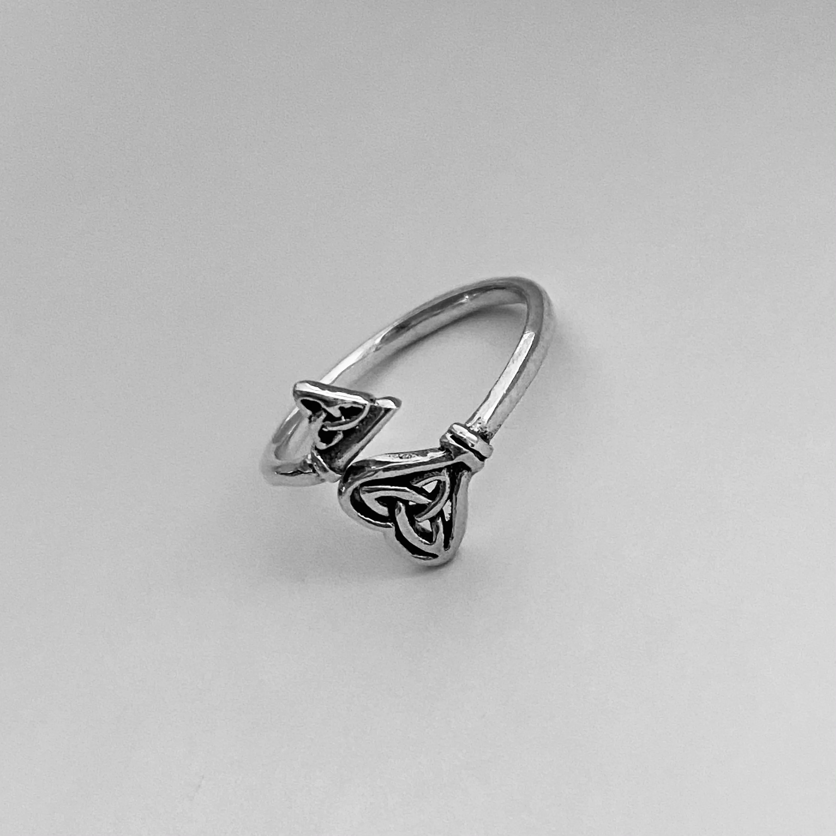 Sterling Silver Double Triquetra Key Ring, Silver Ring, Boho Ring, Celtic Knot Ring