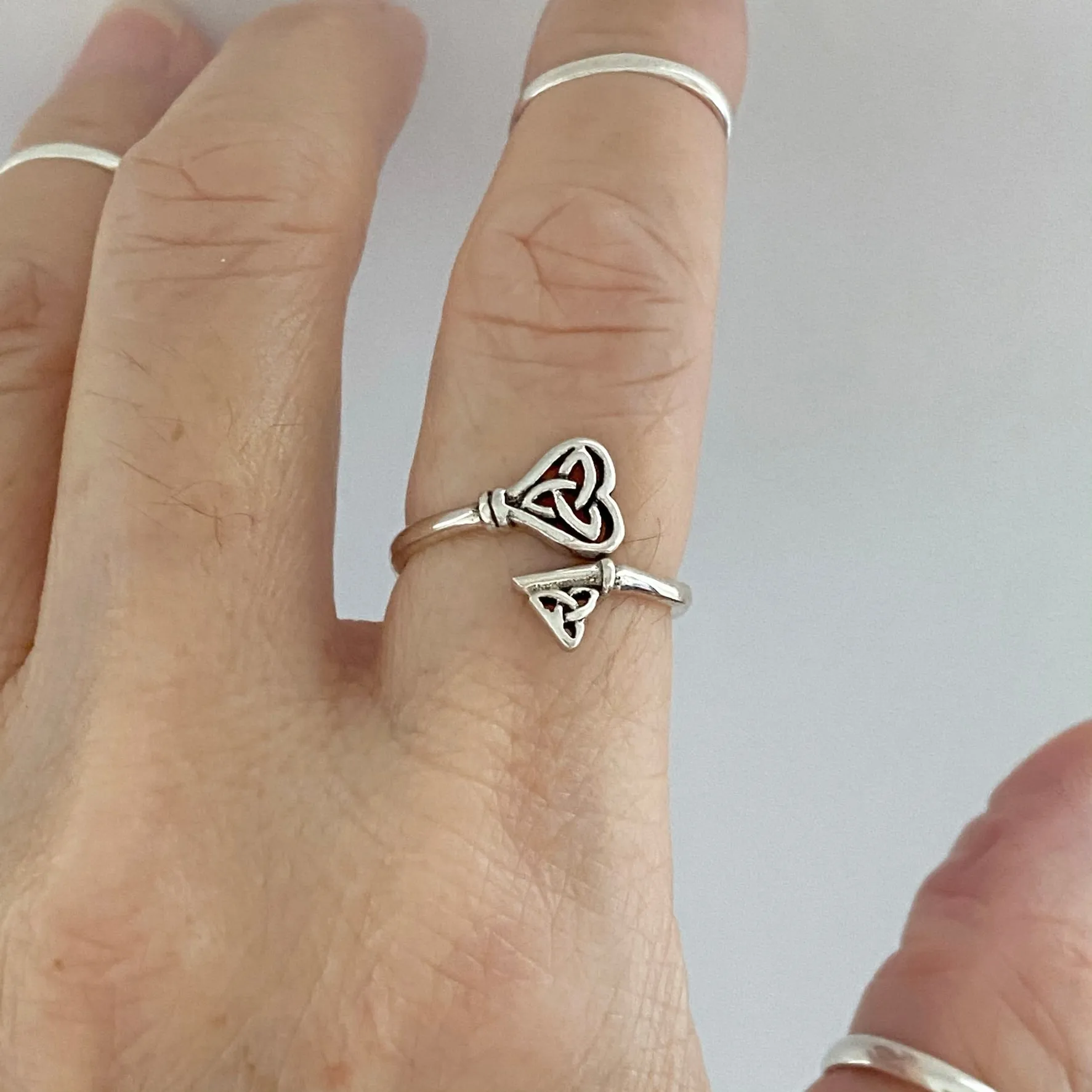 Sterling Silver Double Triquetra Key Ring, Silver Ring, Boho Ring, Celtic Knot Ring