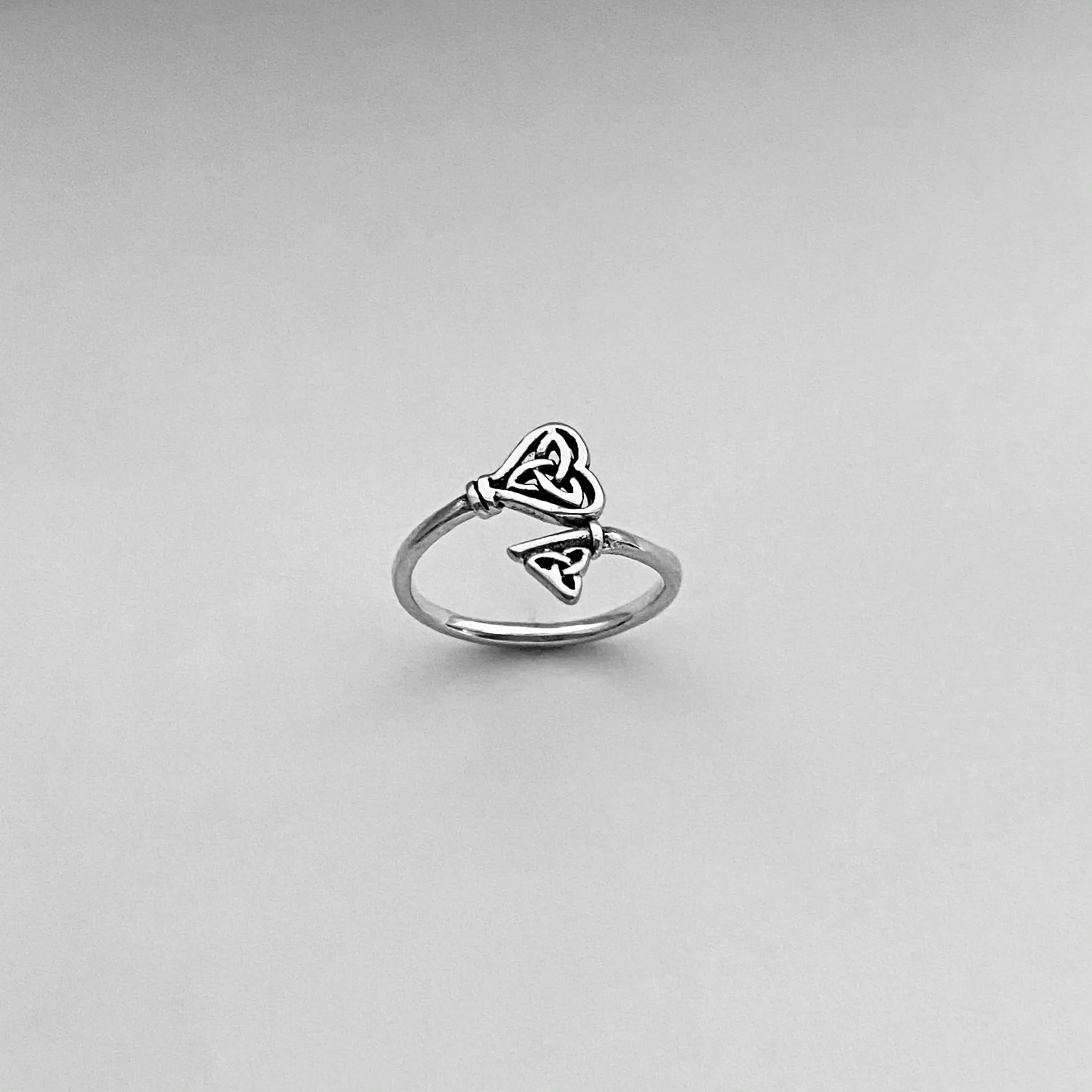 Sterling Silver Double Triquetra Key Ring, Silver Ring, Boho Ring, Celtic Knot Ring