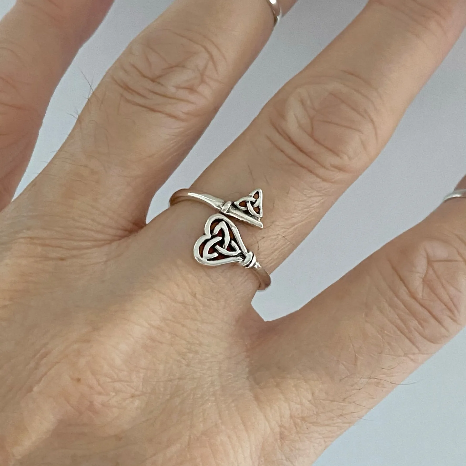 Sterling Silver Double Triquetra Key Ring, Silver Ring, Boho Ring, Celtic Knot Ring