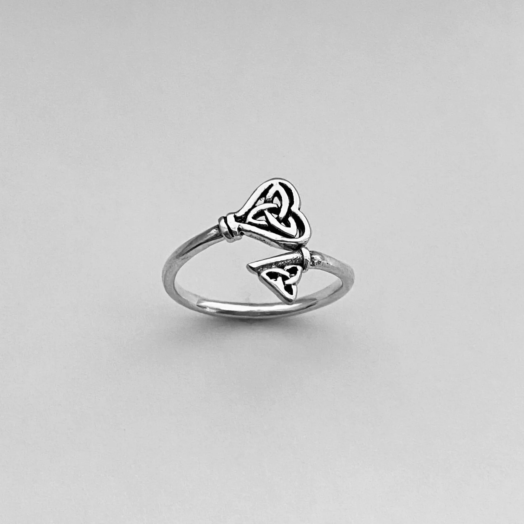 Sterling Silver Double Triquetra Key Ring, Silver Ring, Boho Ring, Celtic Knot Ring