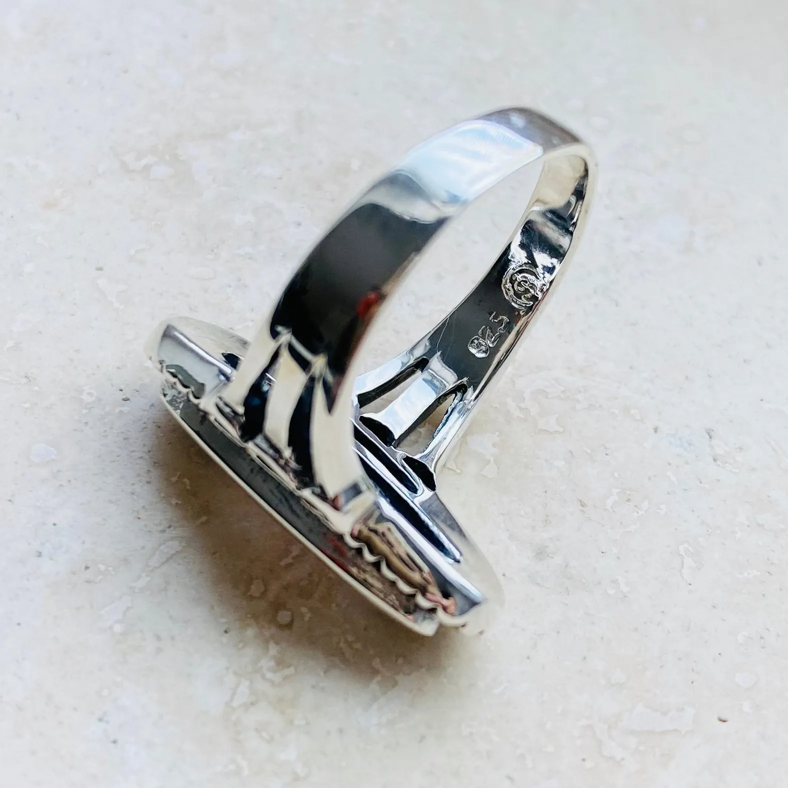 Sterling Silver Etched Oval White Lab Opal Ring, Silver Rings, Statement Ring, Opal Ring