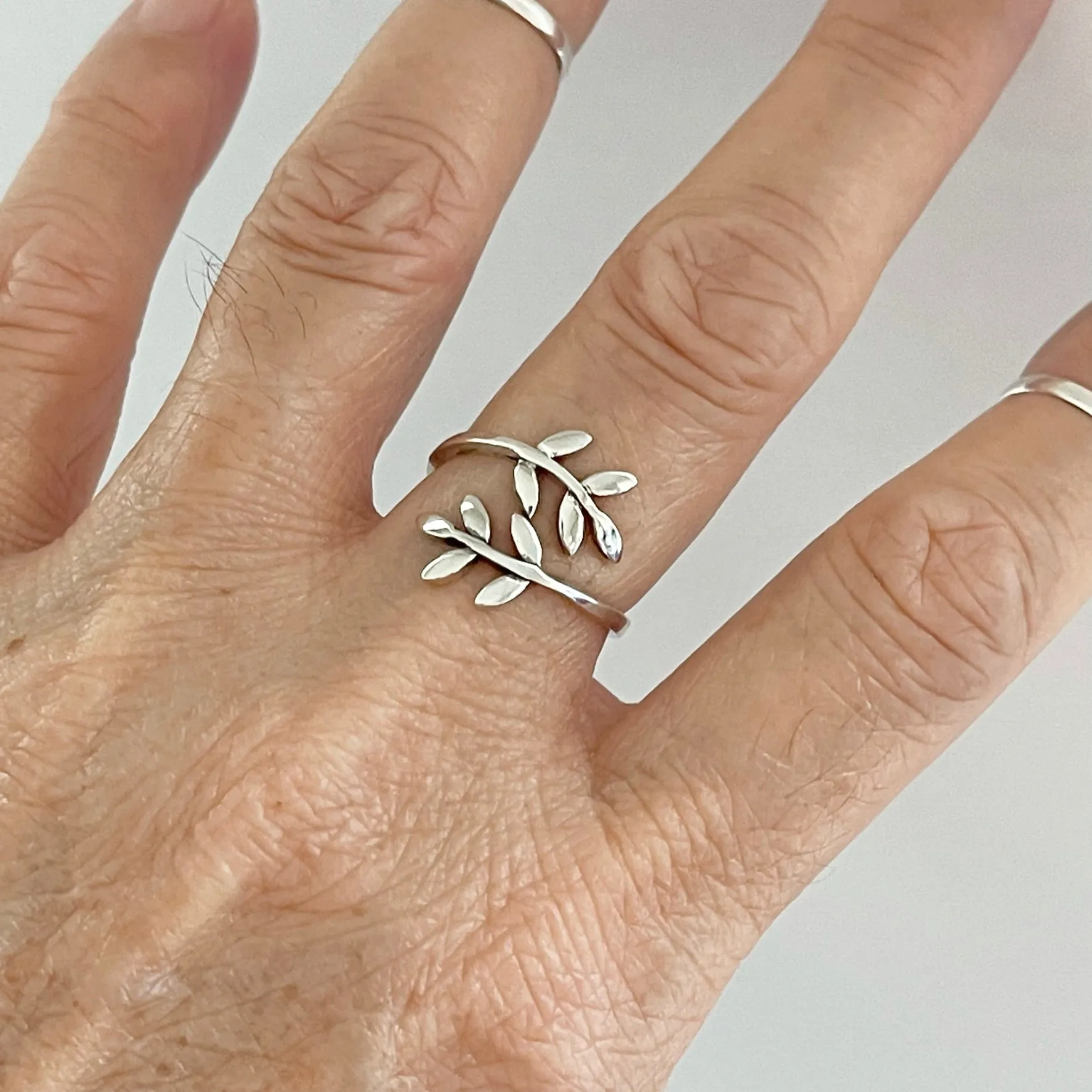 Sterling Silver Leaf Branch Ring, Boho Ring, Tree Ring, Silver Ring