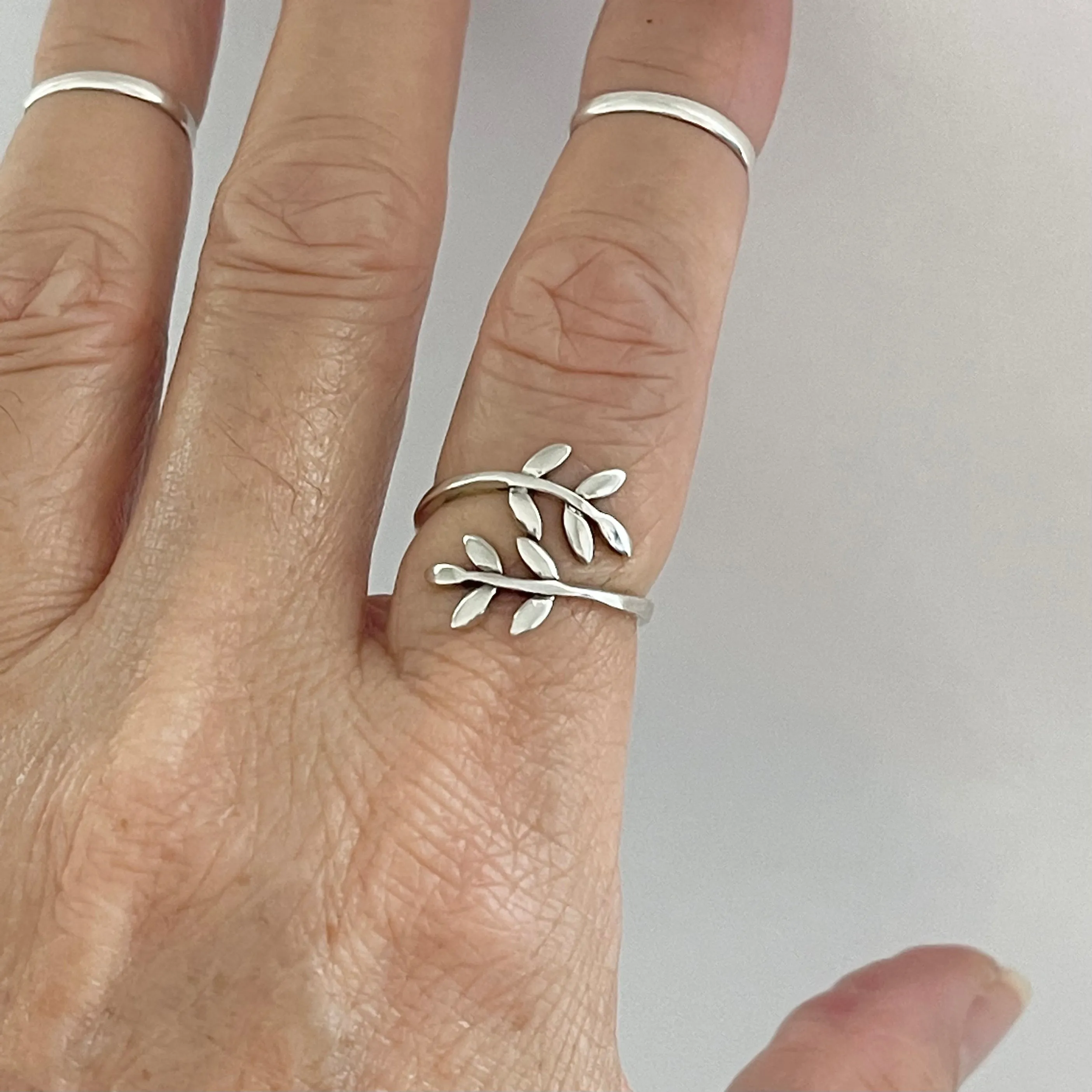 Sterling Silver Leaf Branch Ring, Boho Ring, Tree Ring, Silver Ring